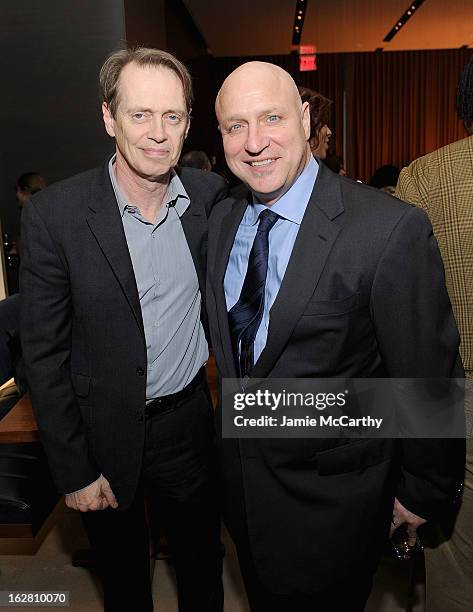 Steve Buscemi and Tom Colicchio attend the Bank Of America And Food & Wine With The Cinema Society Screening Of "A Place At The Table" After Party at...