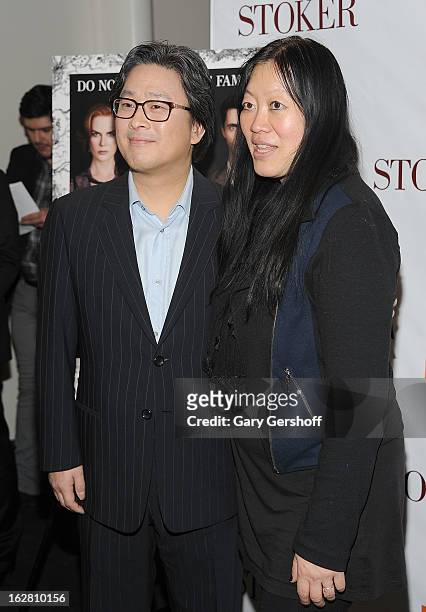 Film director Park Chan-wook and Film Society Lincoln Center Executive Director Rose Kuo attend the 'Stoker' New York Screening at The Film Society...