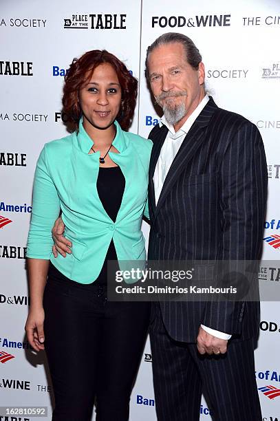 Barbie Izquierdo and Jeff Bridges attend the Bank of America and Food & Wine with The Cinema Society screening of "A Place at the Table" at Museum of...