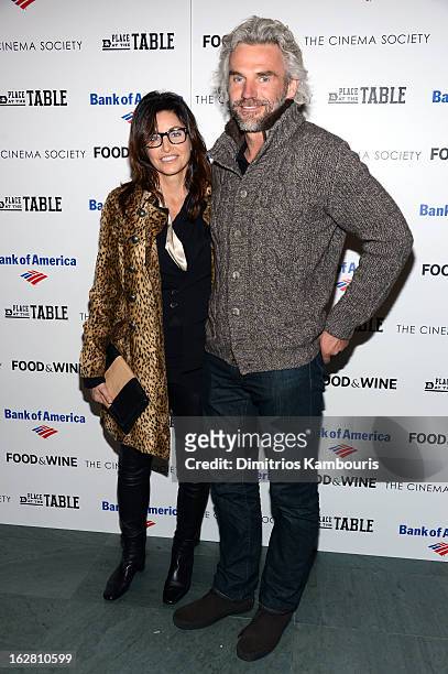 Gina Gershon and Bobby Dekeyser attend Magnolia Pictures And Participant Media With The Cinema Society Present A Screening Of "A Place At The Table"...