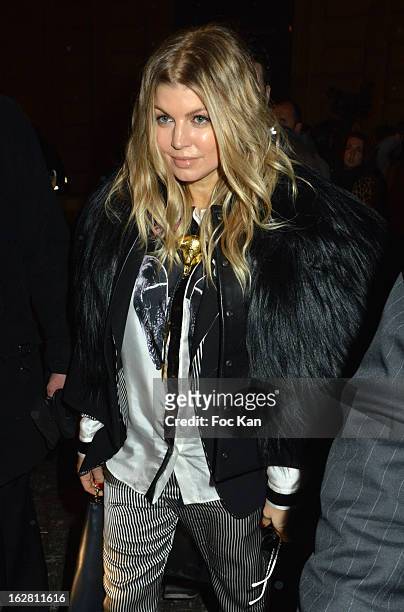 Fergie leaves the Gareth Pugh Show at Hotel de Salomon on February 27, 2013 in Paris, France.