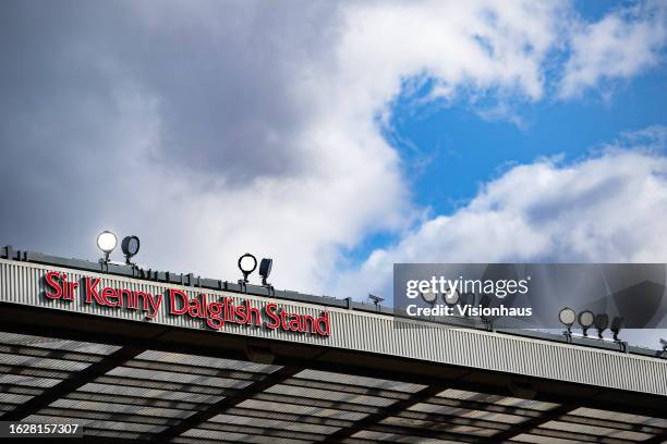 The Sir Kenny Dalglish stand during the Premier League match between Liverpool FC and AFC Bournemouth at Anfield on August 19, 2023 in Liverpool,...