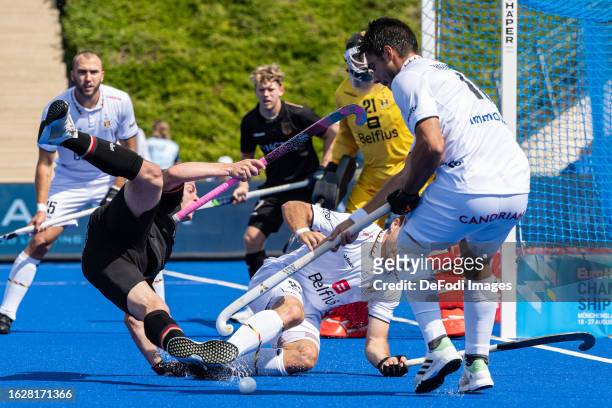 Mats Grambusch of Germany controls the ball during the 2023 Men's EuroHockey Championship - 3rd place match between Belgium vs Germany at Hockeypark...