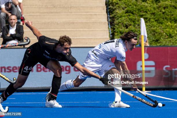 Arno Van Dessel of Belgium controls the ball during the 2023 Men's EuroHockey Championship - 3rd place match between Belgium vs Germany at Hockeypark...