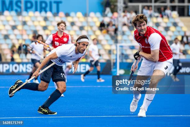 Masson Charles of France controls the ball during the 2023 Men's EuroHockey Championship match between Austria vs France at Hockeypark on August 27,...