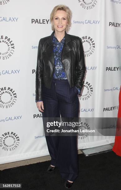 Jane Lynch arrives to The Paley Center Honors Ryan Murphy With Inaugural PaleyFest Icon Award at The Paley Center for Media on February 27, 2013 in...