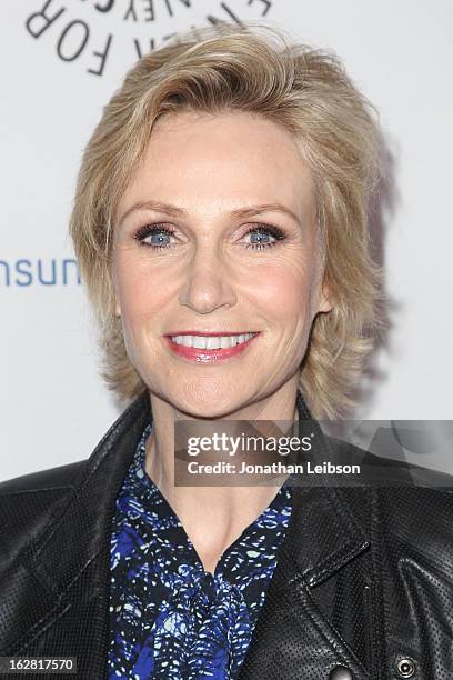 Jane Lynch arrives to The Paley Center Honors Ryan Murphy With Inaugural PaleyFest Icon Award at The Paley Center for Media on February 27, 2013 in...