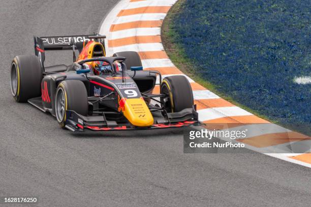 Jak Crawford of United States and Hitech Pulse-Eight drives on track the Feature Race of the Formula F2 Championship at Circuit Dutch Grand Prix of...