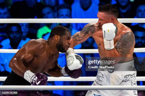 Daniel Dubois, Oleksandr Usyk during the boxing fight for the WBA, WBO, IBF, belts between Oleksandr Usyk vs Daniel Dubois in Wroclaw, Poland, August...