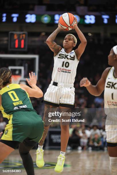 Courtney Williams of the Chicago Sky shoots the ball during the game on August 27, 2023 at Climate Pledge Arena in Seattle, Washington. NOTE TO USER:...