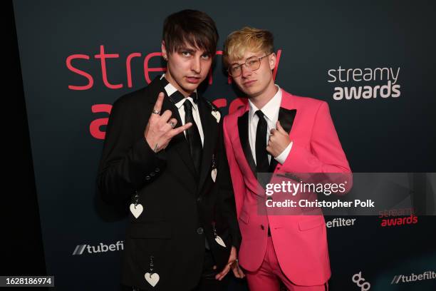 Colby Brock and Sam Golbach at The 2023 Streamy Awards held at the Fairmont Century Plaza Hotel on August 27, 2023 in Los Angeles, California.