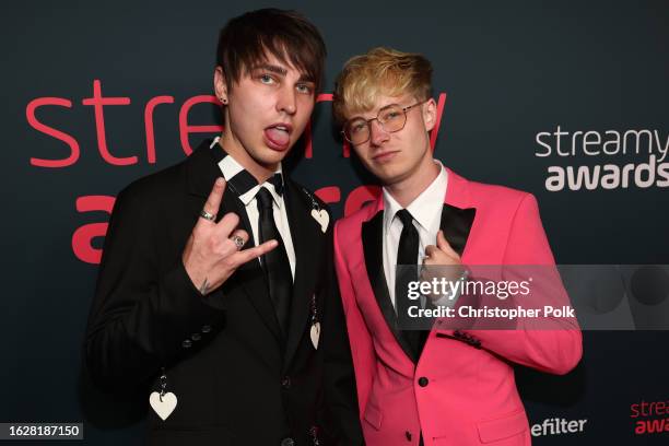 Colby Brock and Sam Golbach at The 2023 Streamy Awards held at the Fairmont Century Plaza Hotel on August 27, 2023 in Los Angeles, California.