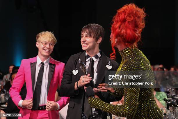 Colby Brock, Sam Golbach, and Shea Couleé at The 2023 Streamy Awards held at the Fairmont Century Plaza Hotel on August 27, 2023 in Los Angeles,...