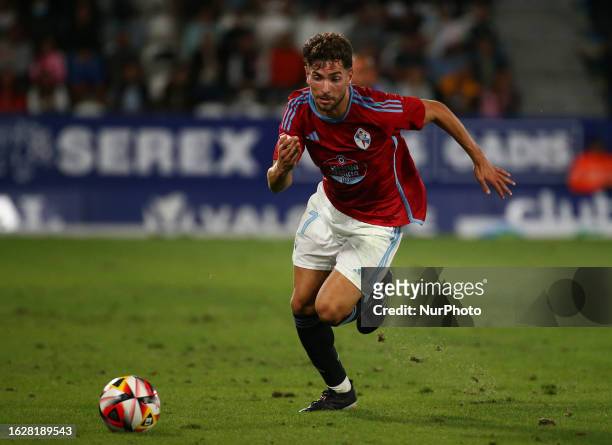 Javi Rueda of Celta Fortuna in action during the spanish football First RFEF Division Group A JOR 1 between SD Ponferradina and Celta Fortuna at...