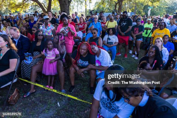 Trisha James black shirt), Sabrina Rozier and Ieasia Gallion , all family member of Jereld Gallion, one of the victims of a deadly shooting that took...
