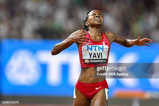 Winfred Mutile Yavi of Bahrain competing in 3000m Steeplechase Women during Day 9 of the World Athletics Championships Budapest 2023 at the National...