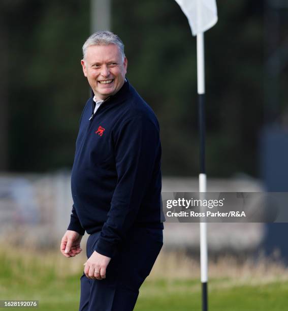 Team Great Britain and Ireland captain Stuart Wilson during a practice round prior to the Walker Cup at St Andrews Old Course on August 28, 2023 in...