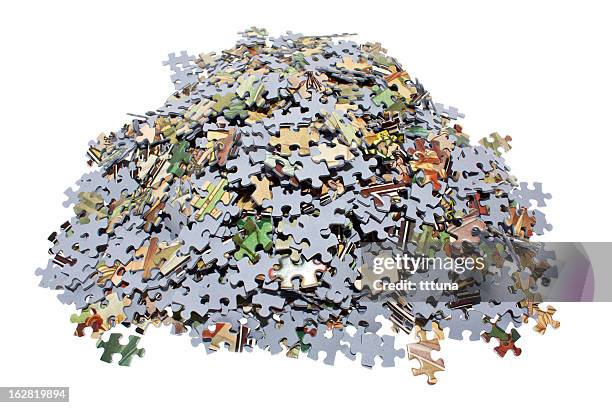 puzzle pieces, cut out on white background - connect the dots puzzle stock pictures, royalty-free photos & images