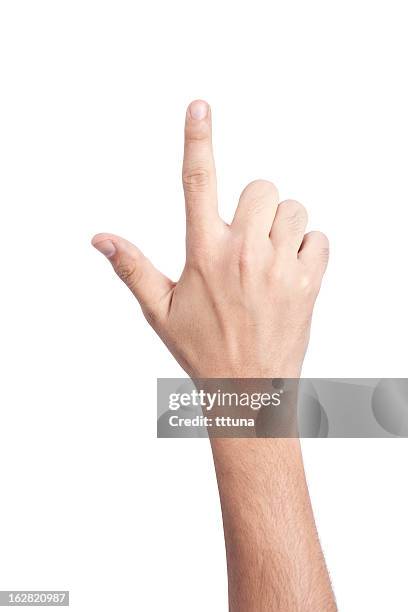 手でサインを示す矢印、手ぶりに白背景 - hand pointing ストックフォトと画像
