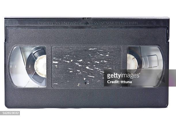 vintage video tape, cut out on white background - vinyl film stockfoto's en -beelden