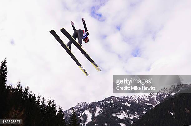 Mario Stecher of Austria in action during the Men's Nordic Combined, Ski Jumping HS134 at the FIS Nordic World Ski Championships on February 28, 2013...