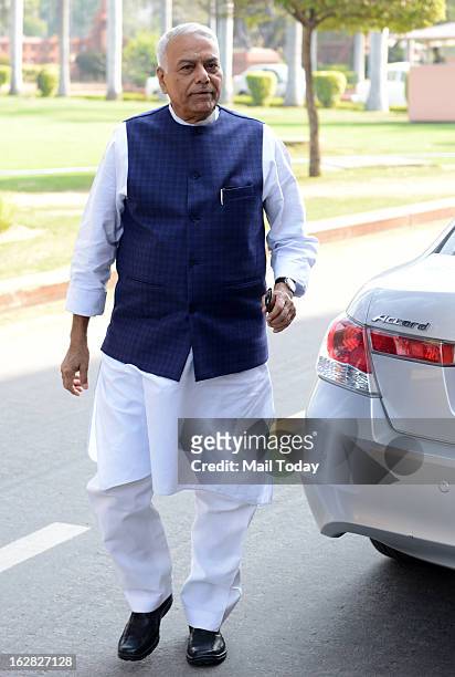 Senior leader Yashwant Sinha during the ongoing budget session at Parliament House on Wednesday.