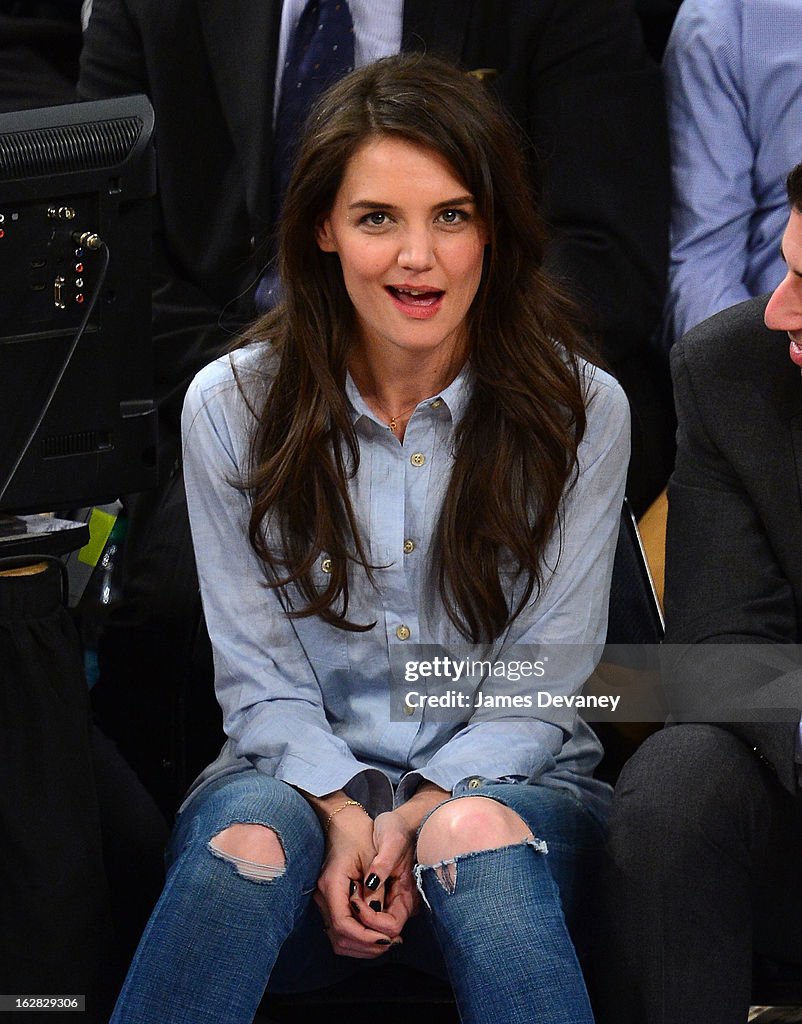 Celebrities Attend The Golden State Warriors Vs New York Knicks Game