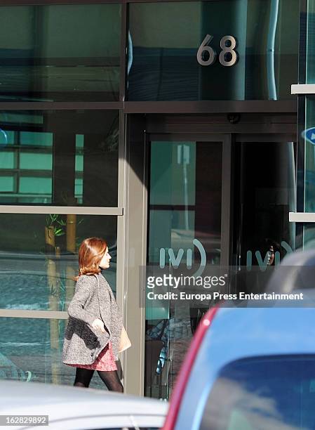 Julian Lopez 'El Juli' s wife Rosario Domecq is seen at hospital on February 13, 2013 in Madrid, Spain.