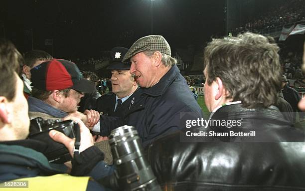 Jack Charlton Manager of the Ireland team talks to the press during the International Friendly match against England in Dublin, Ireland. The match...