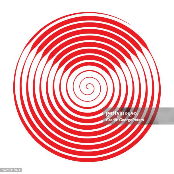 concentric spiral frame-border with glitch technique - coiled spring stock illustrations