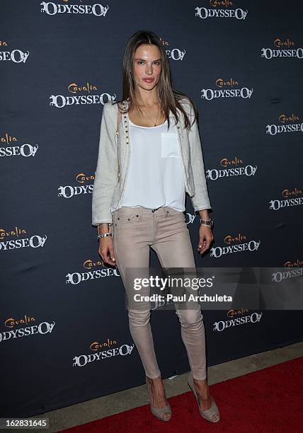 Model Alessandra Ambrosio attends the opening night for Cavalia's "Odysseo" at the Cavalia’s Odysseo Village on February 27, 2013 in Burbank,...