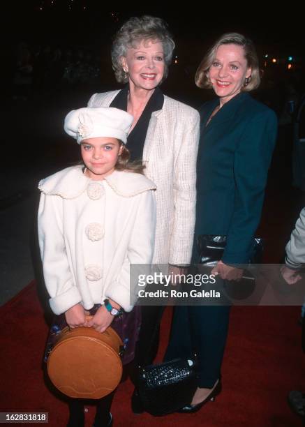 Actress June Lockhart, daughter Lizabeth Lockhart and granddaughter attend the Radio City Christmas Spectacular Opening Night on December 11, 1998 at...