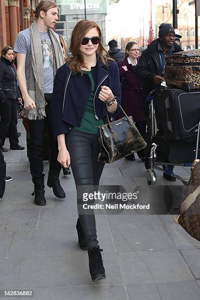 Chloe Moretz seen arriving from Paris on Eurostar at King's Cross St Pancras on February 28, 2013 in London, England.