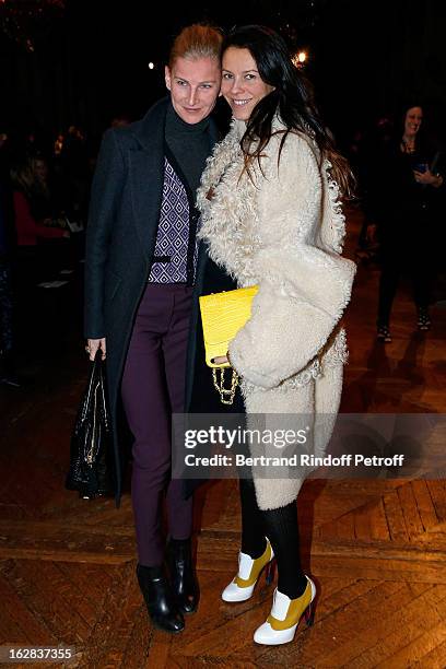 Elizabeth von Guttman and Charlotte Stockdale attend the Balmain Fall/Winter 2013 Ready-to-Wear show as part of Paris Fashion Week on February 28,...