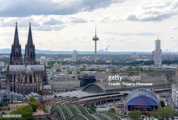 Koln is seen from the KölnTriangle Cologne View promises on August 26, 2023 in Cologne, Germany. From this point of view can be seen: the Cologne...