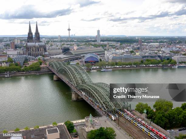 Koln is seen from the KölnTriangle Cologne View promises on August 26, 2023 in Cologne, Germany. From this point of view can be seen: the Cologne...