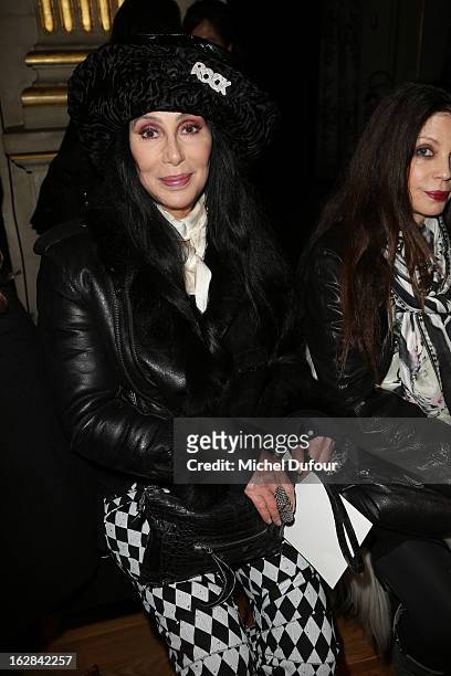 Cher attends the Balmain Fall/Winter 2013 Ready-to-Wear show as part of Paris Fashion Week on February 28, 2013 in Paris, France.