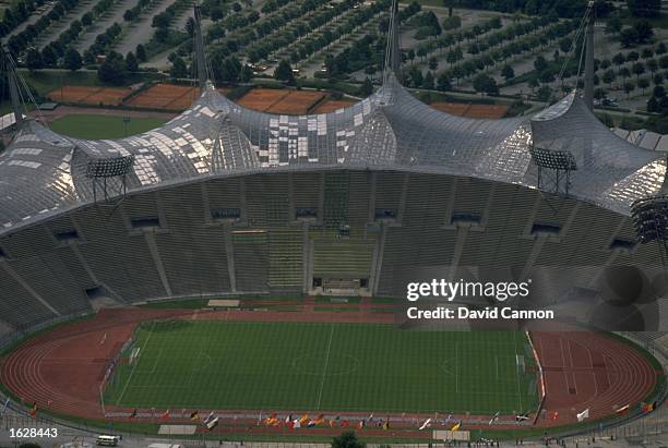 Aerial view of the Olympic Stadium during the European Championships in Munich,Germany. \ Mandatory Credit: David Cannon/Allsport