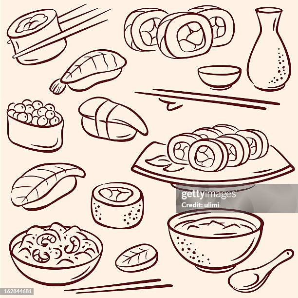 ilustraciones, imágenes clip art, dibujos animados e iconos de stock de sushi - chopsticks