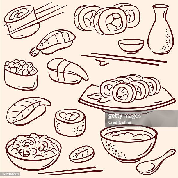 ilustraciones, imágenes clip art, dibujos animados e iconos de stock de sushi - sushi