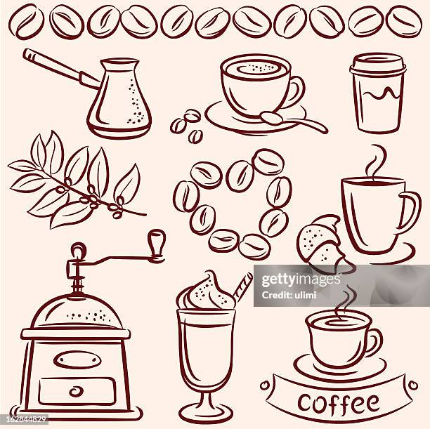 ilustraciones, imágenes clip art, dibujos animados e iconos de stock de café - café au lait