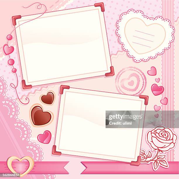 scrapbook page - photo album corners stock illustrations