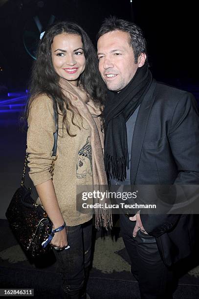 Lothar Matthaeus and new girlfrend Anastasia attend the Holiday On Ice Show at Tempodrom on February 28, 2013 in Berlin, Germany.