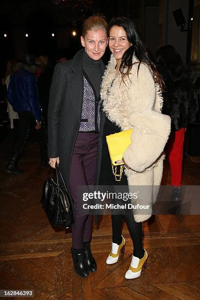 Elizabeth von Guttman and Charlotte Stockdale attend the Balmain Fall/Winter 2013 Ready-to-Wear show as part of Paris Fashion Week on February 28,...