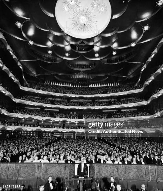 Metropolitan Opera House-Lincoln Center with a full house, New York City, New York opening night, 1955.