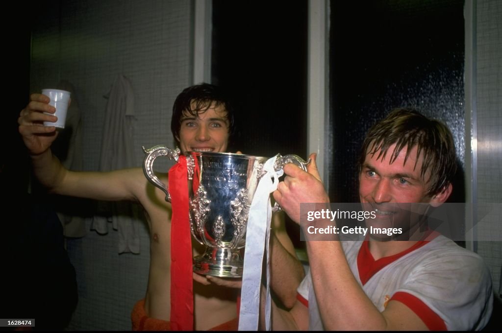 Alan Hansen and Kenny Dalgliesh of Liverpool