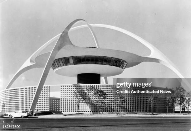 The central theme building at Los Angeles International Airport in California, circa 1955.