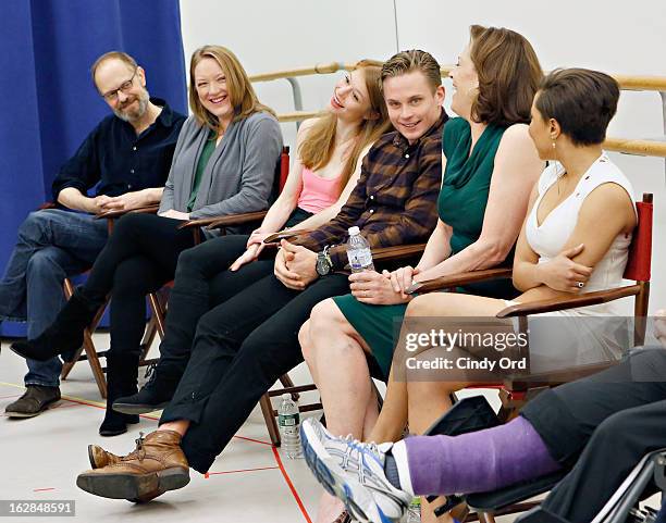 Actors David Hyde Pierce, Kristine Nielsen, Genevive Angelson, Billy Magnussen, Sigourney Weaver and Shalita Grant attend "Vanya And Sonia And Masha...