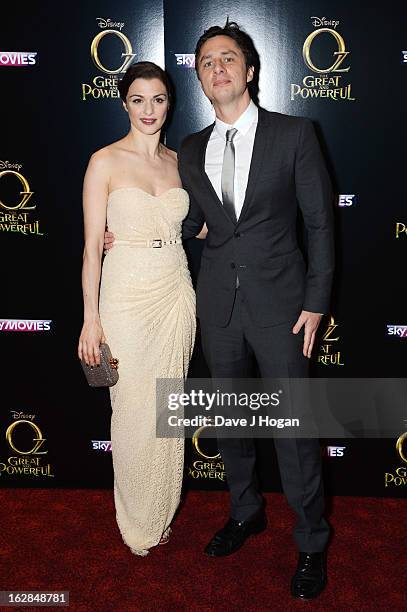 Rachel Weisz and Zach Braff attend the European premiere of Oz: The Great And Powerful at The Empire Leicester Square on February 28, 2013 in London,...