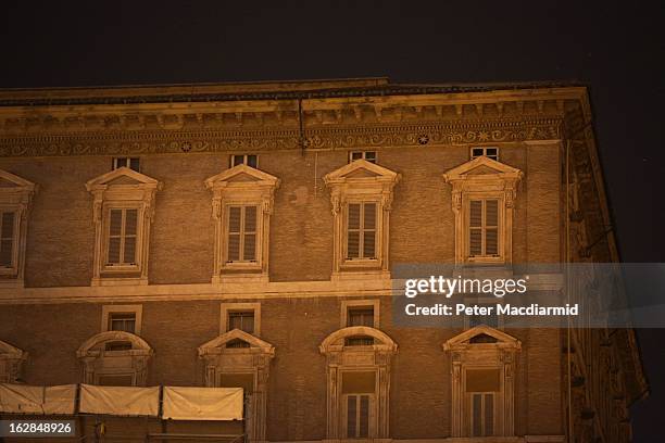 All lights appear to be extinguished in the Papal apartments after 20:00 CET, at the point at which Pope Benedict XVI ceased to be Pontiff on...